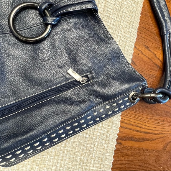 NWOT Blue Vera Pelle Pebble Leather Satchel Handbag - Picture 2 of 7